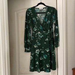 Kaileigh Natasha faux wrap knit green dress, size S